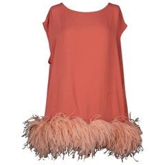 Dries Van Noten Pink Top Edged with Feathers