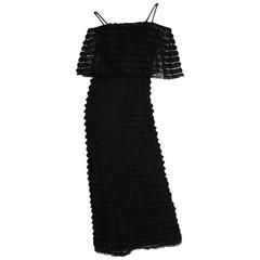 Vintage 1960s Black Lace & Net Simonetta Sheath Dress & Cape