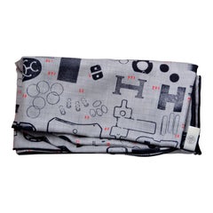 Hermes Anthrazit Gris  TAMPONNABLE REMIX von Gianpaolo Pagni Schal NEU  140 CM