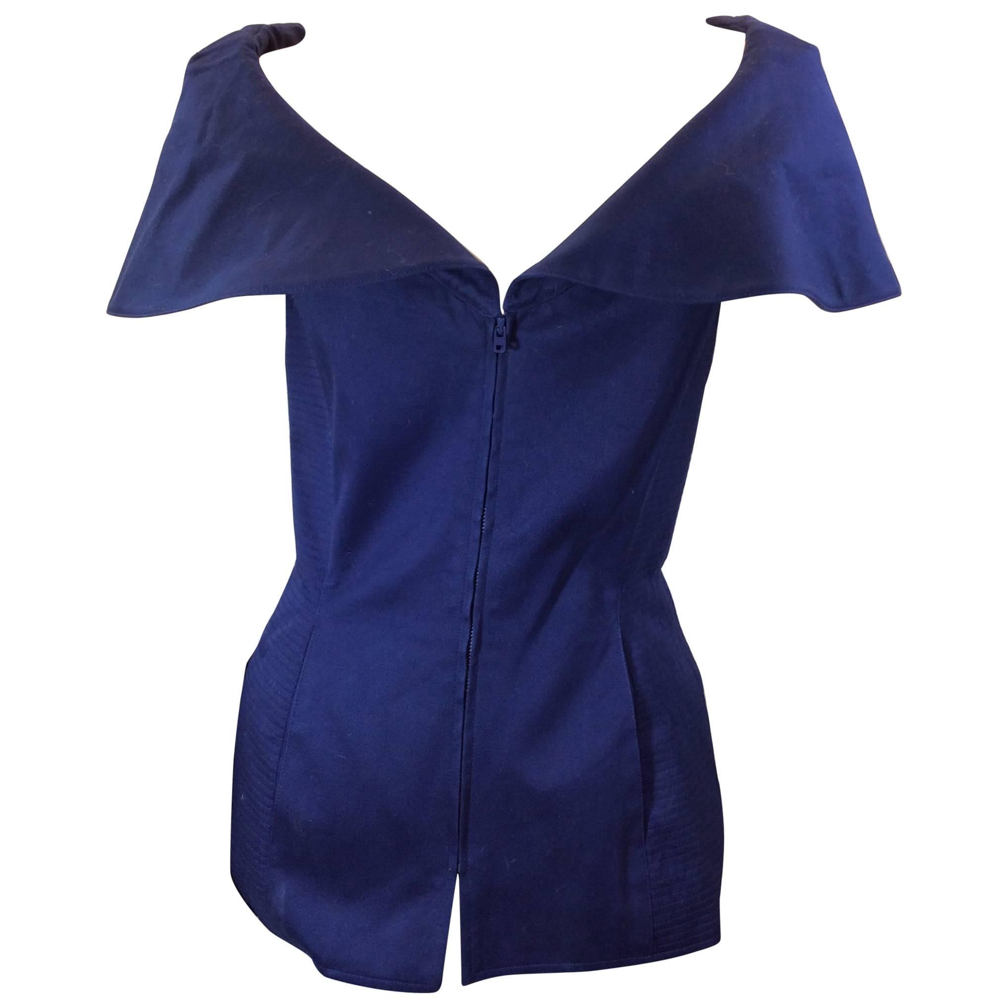 Claude Montana Blue Zip Up Vest For Sale