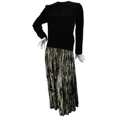 Vintage 1980s Black dress With Lamé Skirt