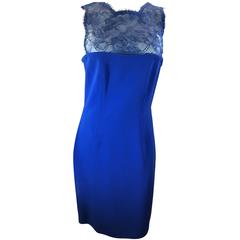 Emilio Pucci Royal Blue Crepe Lace Dress