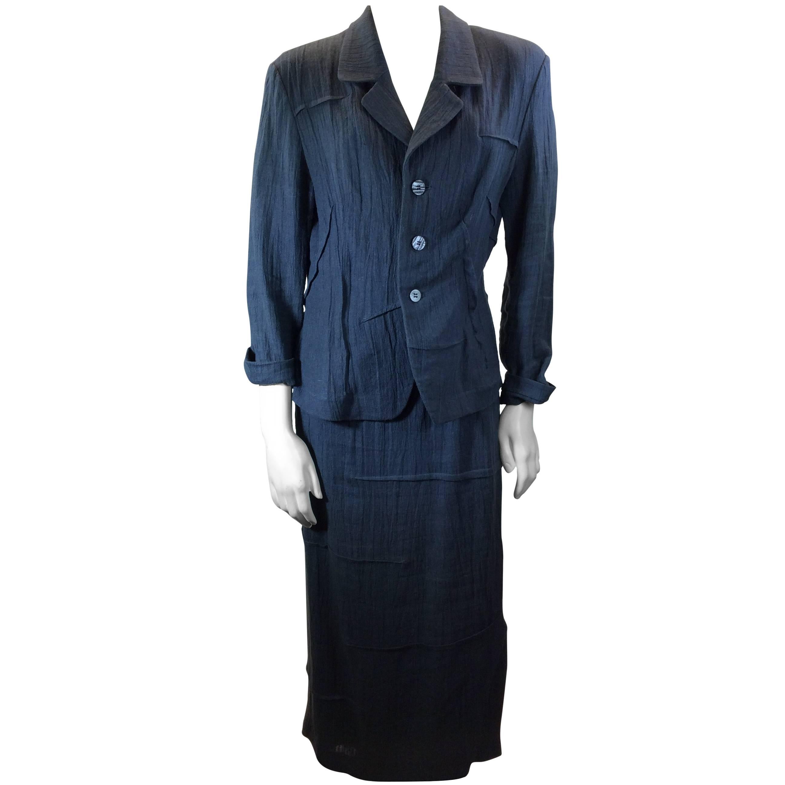 Matsuda Grey Linen Jacket and Long Skirt Set For Sale