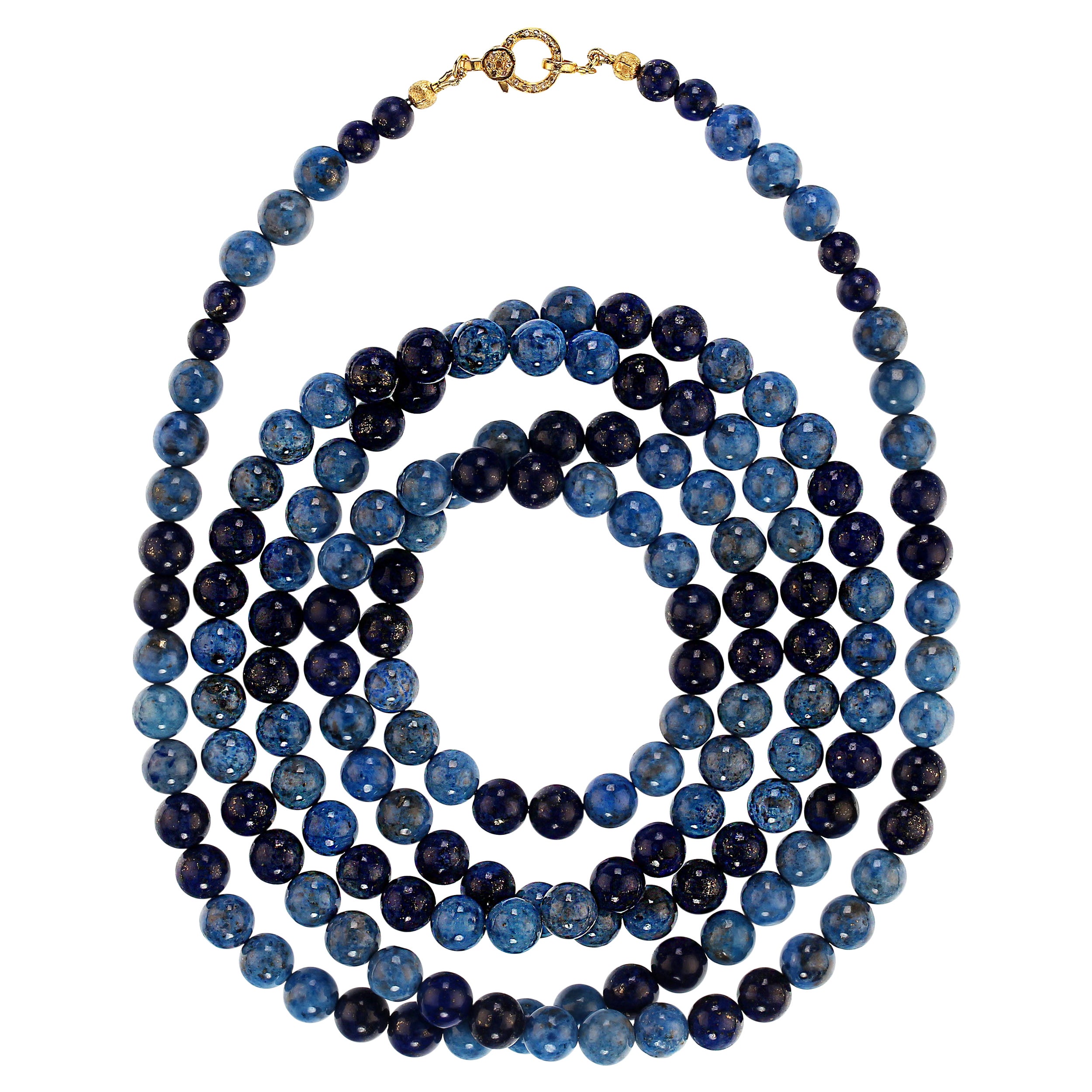 AJD Collar de lapislázuli azul y lapislázuli vaquero de 52 pulgadas de largo Cuenta en venta