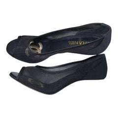 CHANEL Satin Pearl Heels Sandals Shoes