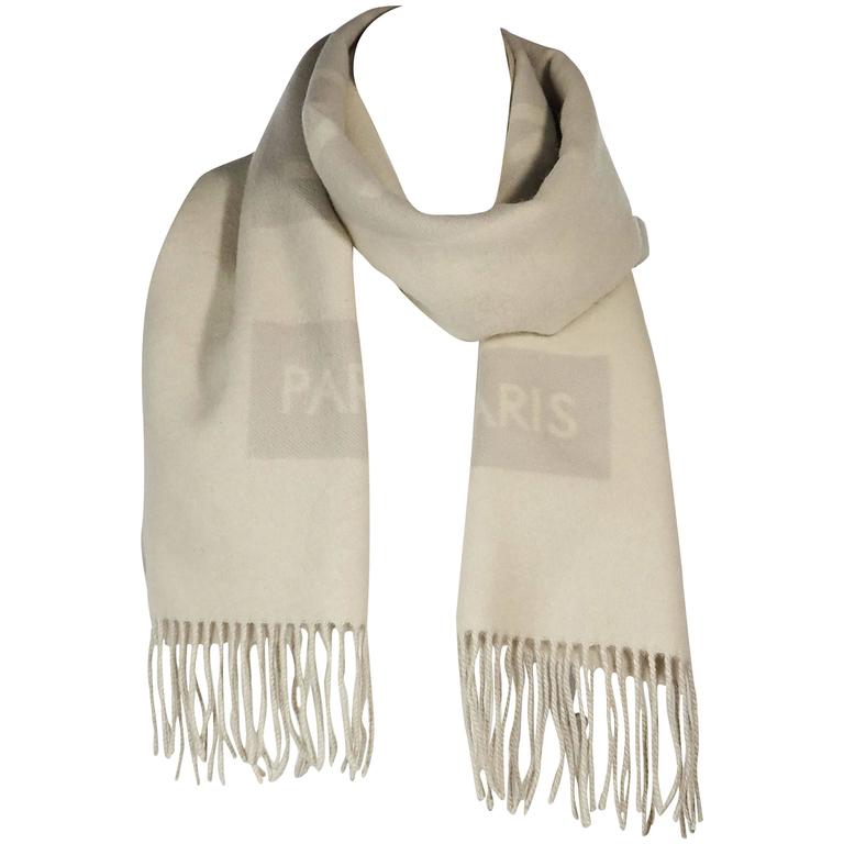 Light Grey Louis Vuitton Cashmere Scarf For Sale at 1stDibs