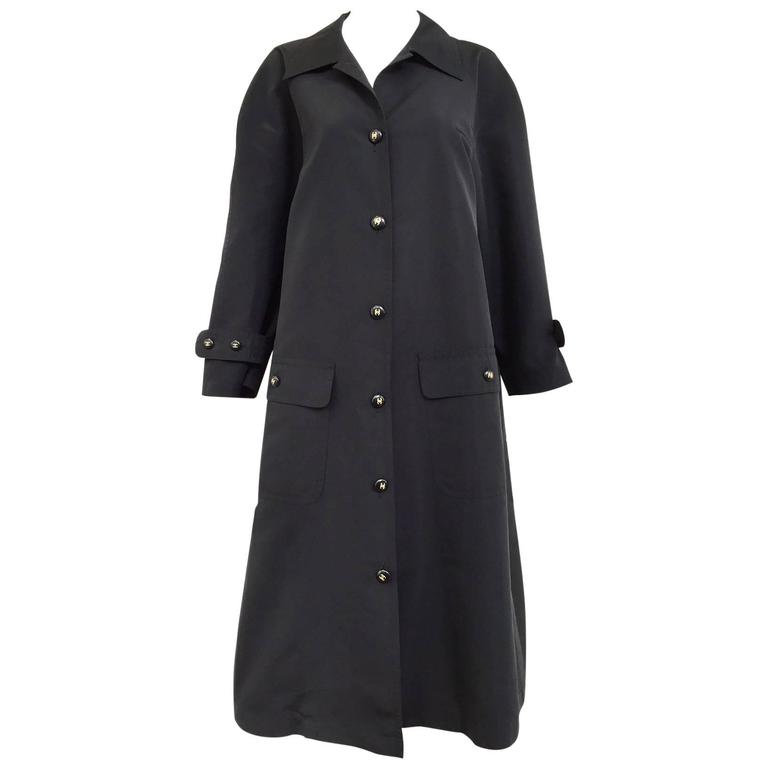 80s CHANEL black trench coat at 1stDibs