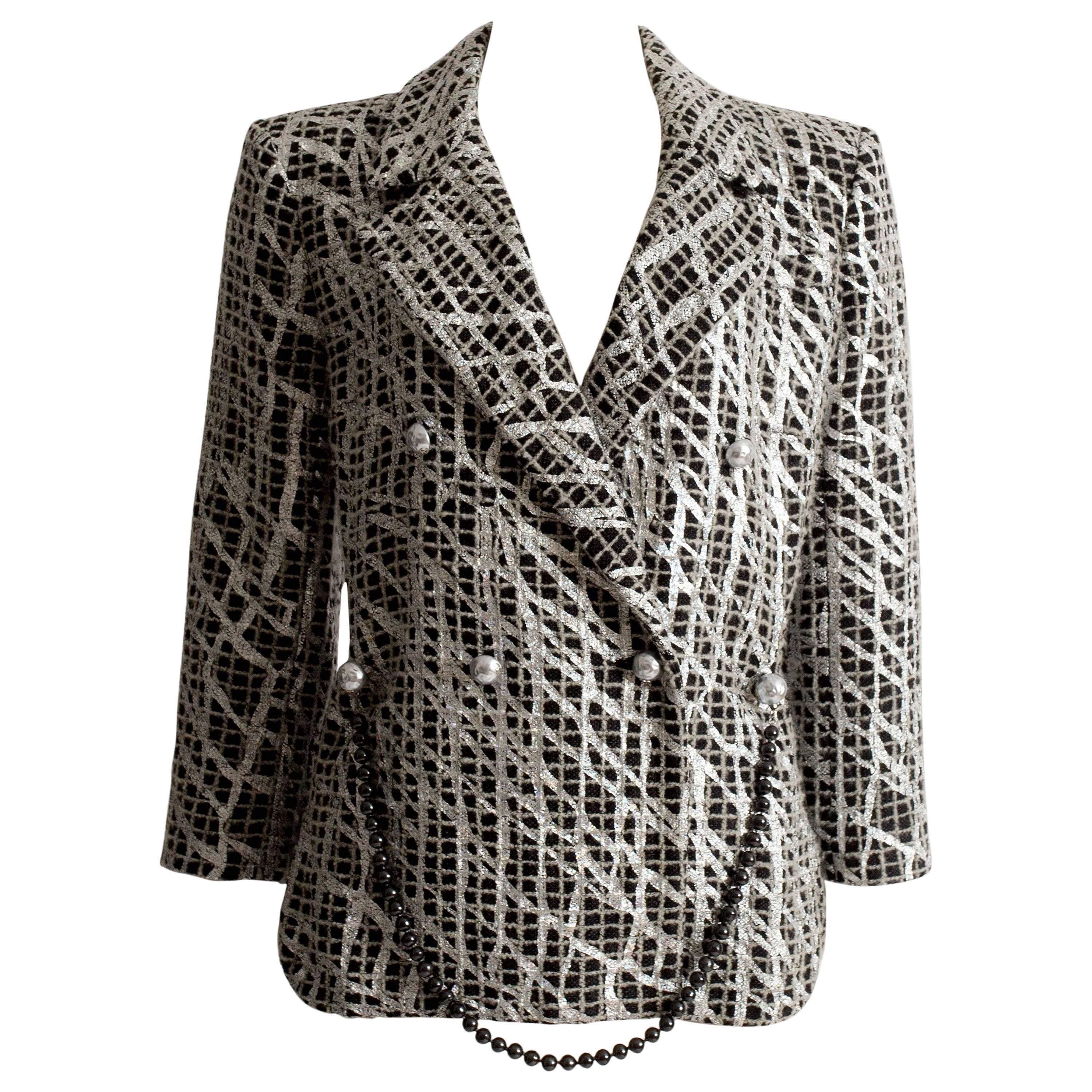 Chanel double breasted metallic silver evening jacket, SS 2012