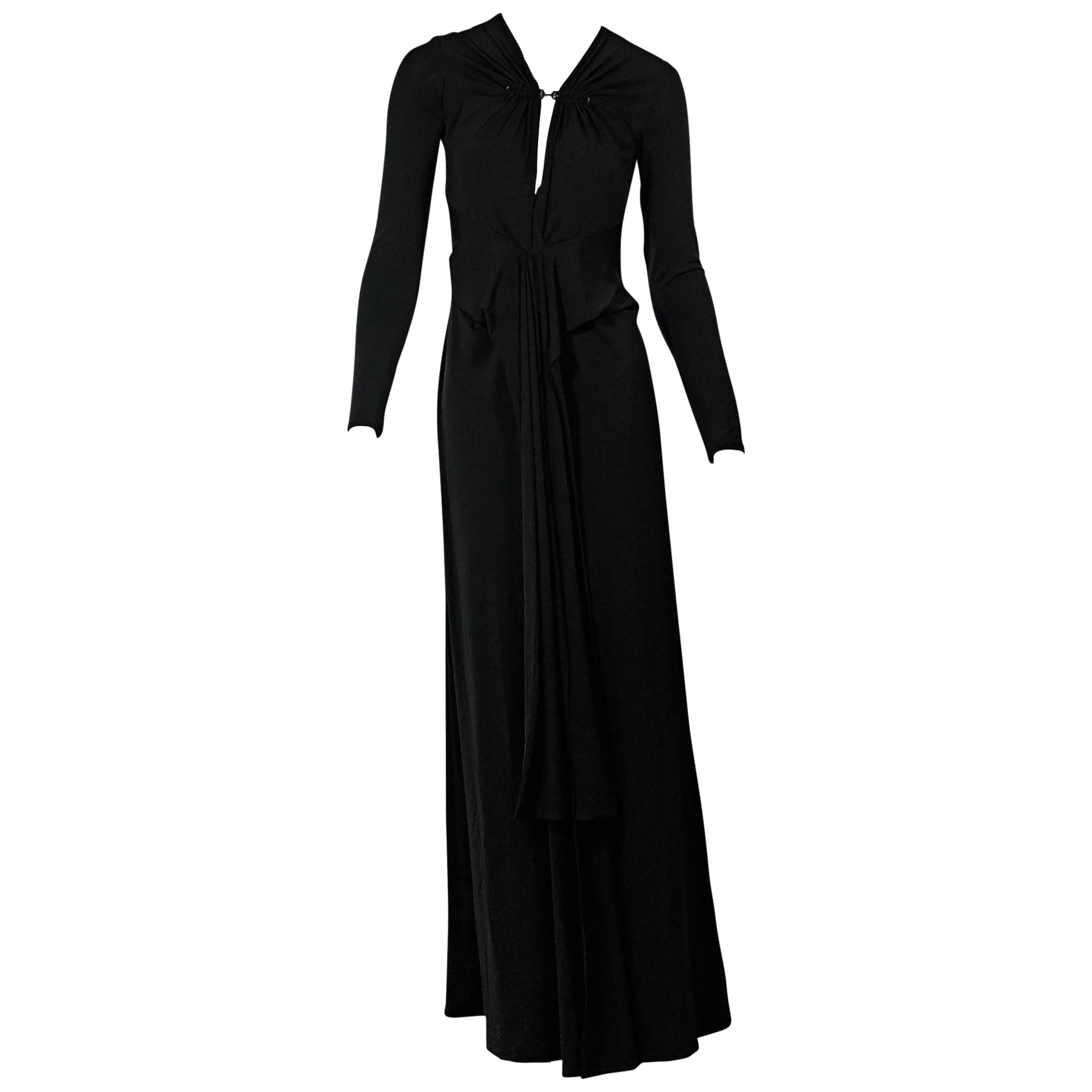 Black Halston Heritage Long-Sleeve Gown