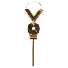 Louis Vuitton Gold Tone Essential V Earring