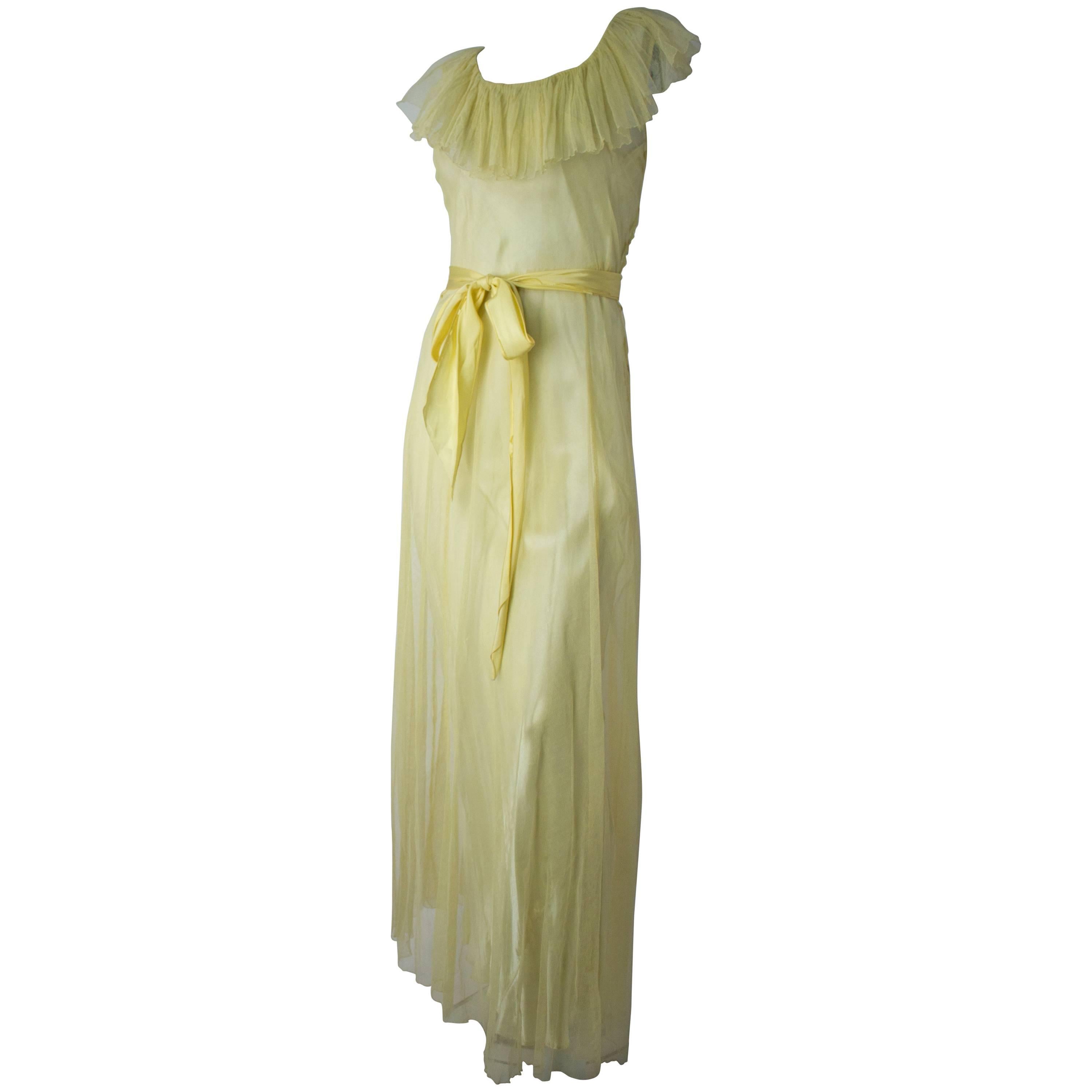 30s Yellow Mesh Gown and Slip 