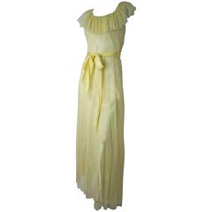 Vintage 30s Yellow Mesh Gown and Slip 