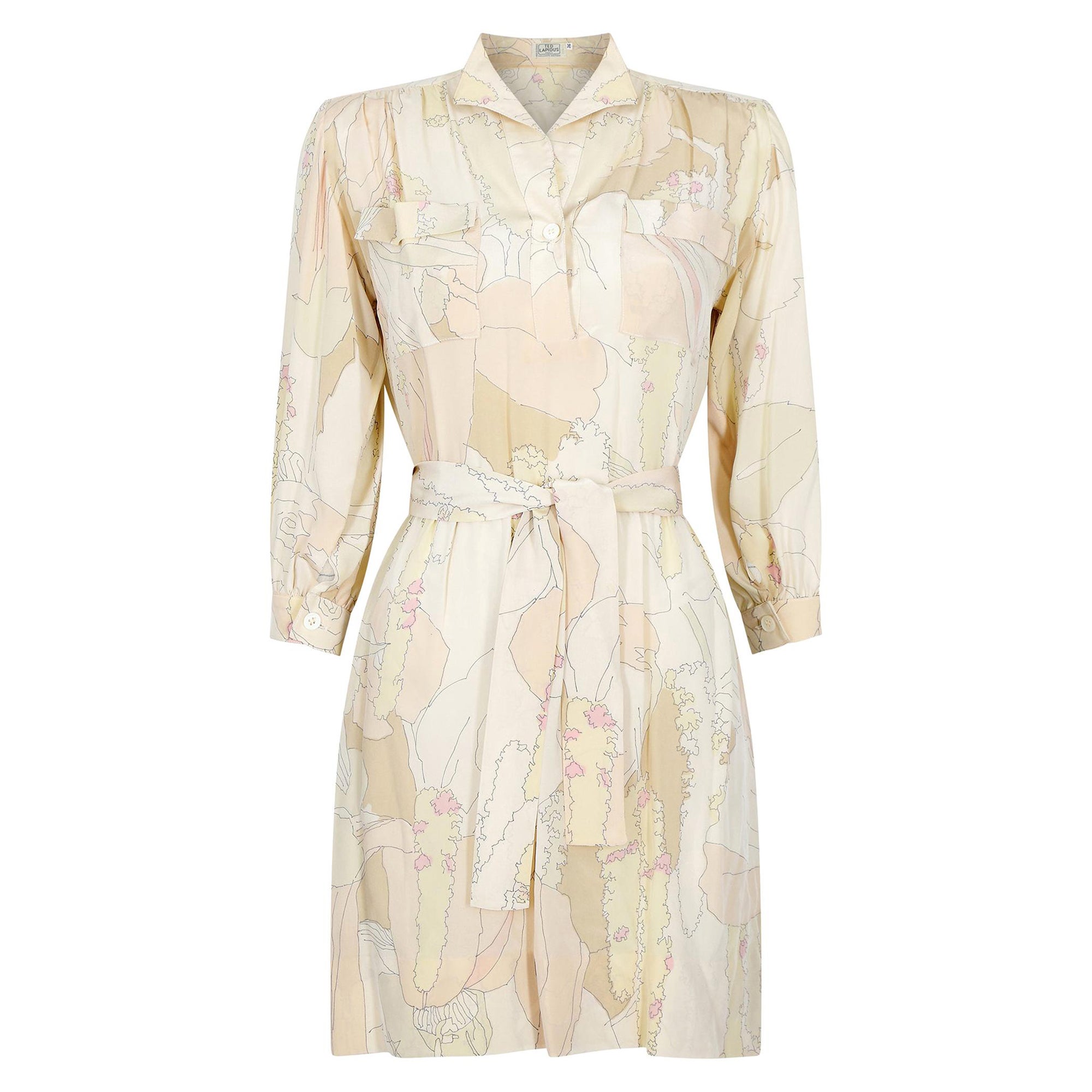 1970s Ted Lapidus Silk Shirt Dress For Sale