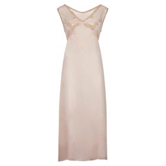 1930s Pink Satin Slip with Lace Cut-Out