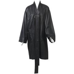 Gaultier Black Leather Coat