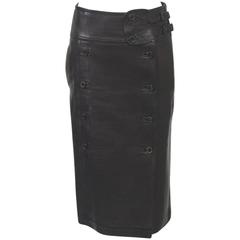YSL Black Leather Skirt