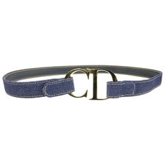Christian Dior Gold Toned Hardware "CD" Denim Belt