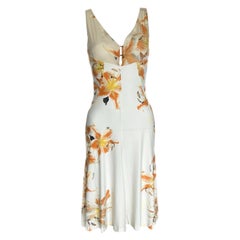 ROBERTO CAVALLI Vintage Floral Dress w. Gold Charms Feminine Slip Style
