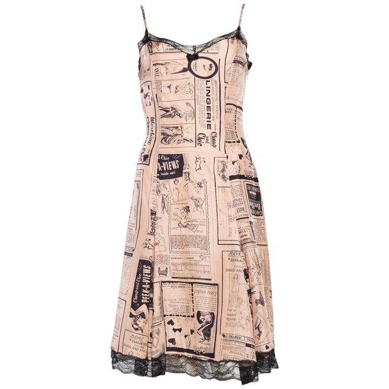 Moschino Lingerie Pin-Up Printed Slip Dress at 1stDibs