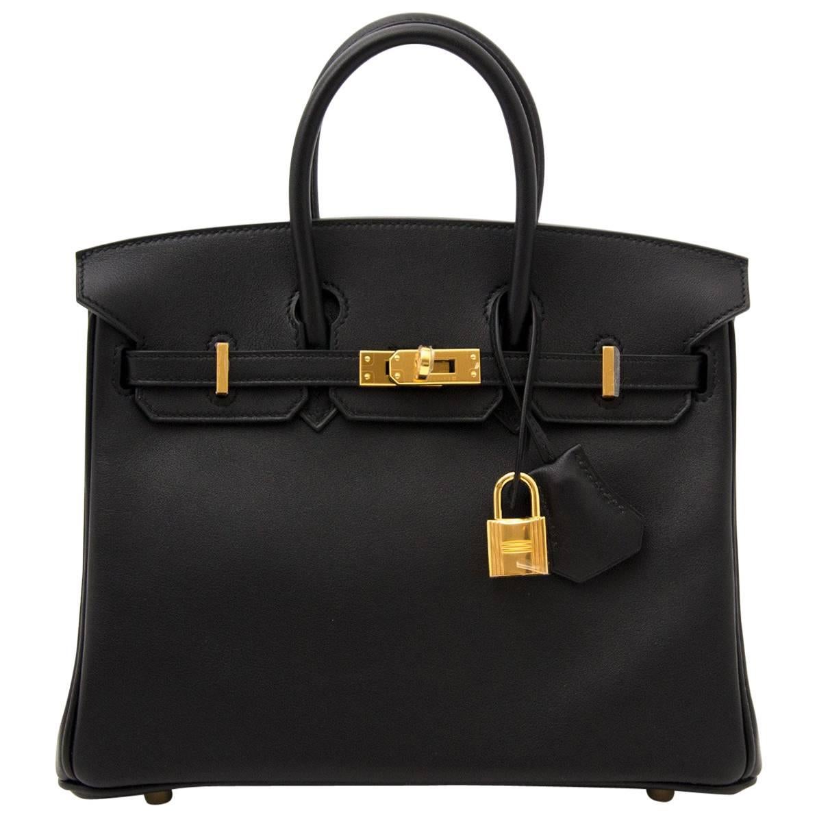 Brand New Hermes Birkin 25 Black Swift GHW