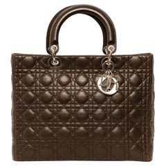 Borsa a spalla Dior Damen Großer Cannage-Marrone aus Schilfrohr