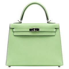 Hermes Kelly 25 Epsom Sellier Vert Criquet Full-Set