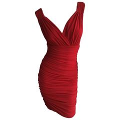 OMO Norma Kamali Low Cut Red Cocktail Dress