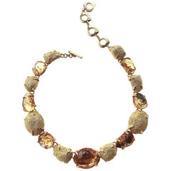 Used Yves Saint Laurent topaz and gilt necklace, c1980s