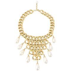 Chanel massive gold necklace with baroque pearls