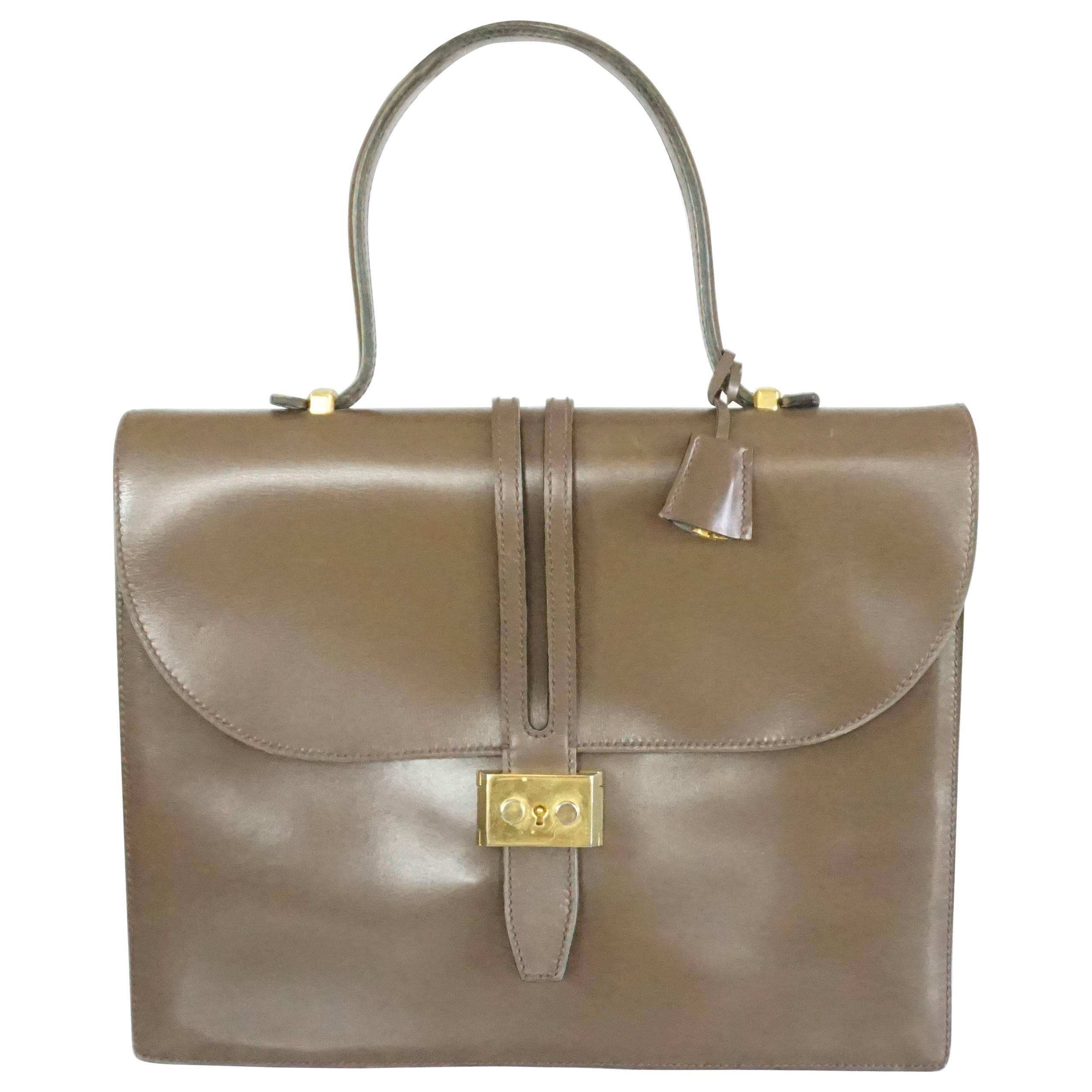 Lederer Vintage Taupe Leather Small Briefcase - 1950's