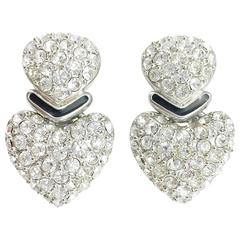 Dior Heart-Shaped and Chrystal-Embellished Earrings - Circa 1990's 4