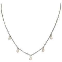 Tiffany & Co. Elsa Peretti Five Teardrop Diamond & Platinum Chain Necklace