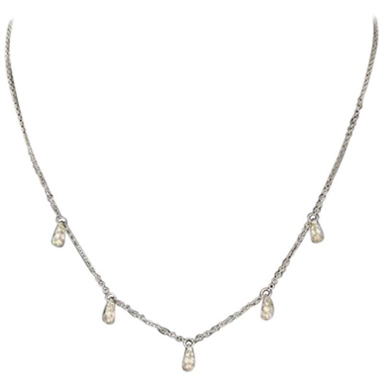 Tiffany and Co. Elsa Peretti Five Teardrop Diamond and Platinum Chain
