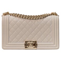 Borsa A Spalla E A Tracolla Chanel Boy Medium Caviar Grigia