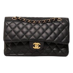 Borsa a Tracolla Chanel Timeless Double rabat 2.55 Caviar Nera