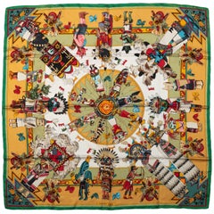 Hermès Mustard Kachinas Silk Scarf
