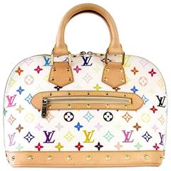 Louis Vuitton Takashi Murakami Black Monogram E Coated Canvas Alma PM Gold Hardware, 2003 (Very Good), Black Womens Handbag