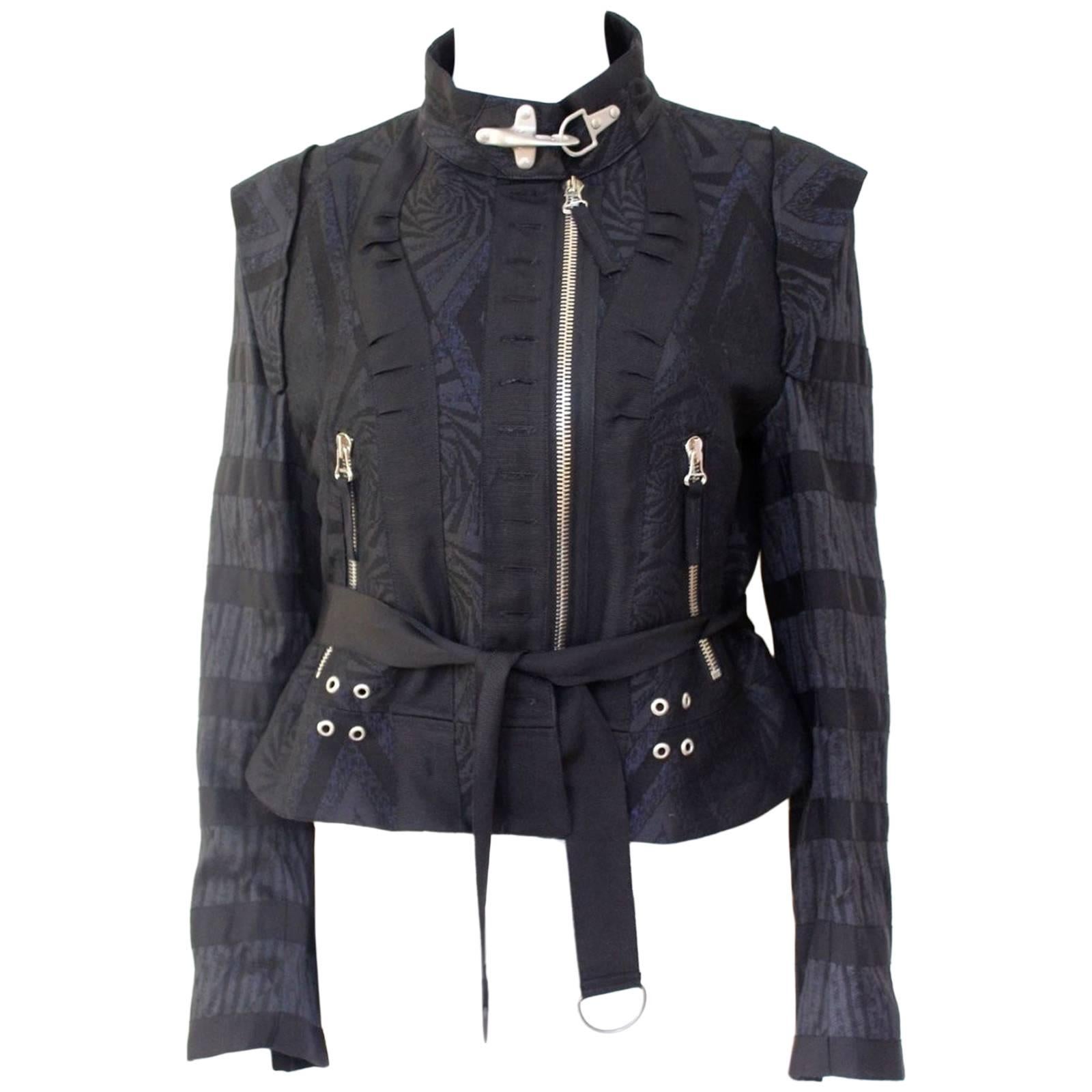 Dries van Noten Black Jacquard Pre Fall 2014 Clasp Jacket 42 uk 14 For Sale