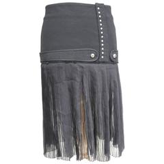 Balenciaga Paris Black Pleated sheer Nicolas Ghesquière catwalk skirt 36 UK 6