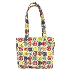 25cm Chanel multi-coloured Camellia CC print nylon small tote bag