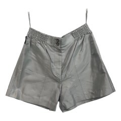 Chanel silver metallic silk and nylon shorts