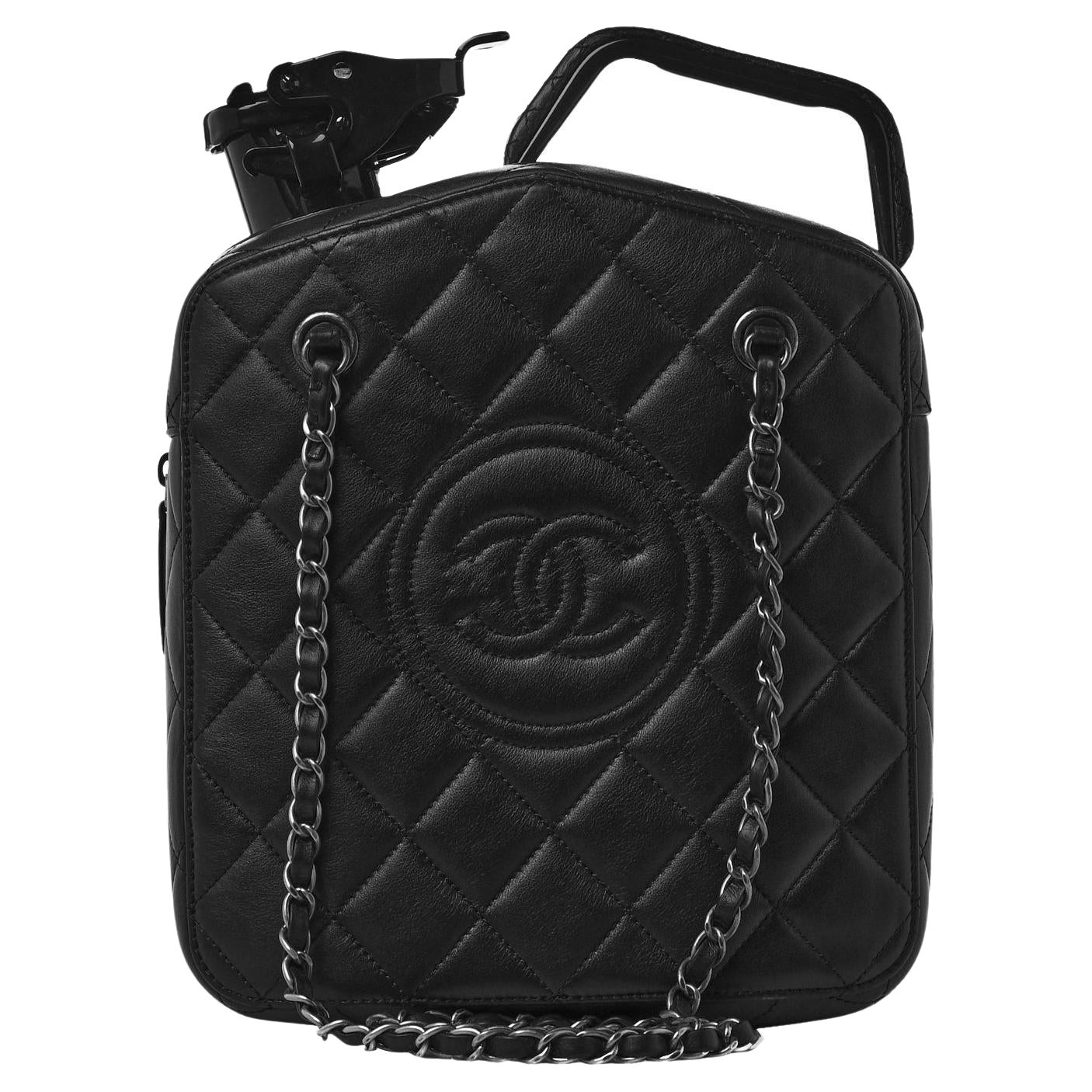 Chanel lambskin Dubai by Night Gas Jerry Can Statement Tank Collector Bag Black