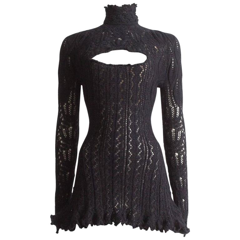 Vivienne Westwood corseted crochet knit mini dress, AW 1993 For Sale at