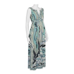 Rare Documented Emilio Pucci Fish Print Silk "Cloqué" Maxi Dress, circa 1965