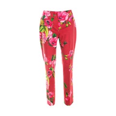Straight Fit Blumarine Rote Hose aus Baumwolle mit Blumendruck M