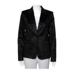 Alice + Olivia Schwarzer Devore Blazer mit Knopfleiste vorne L