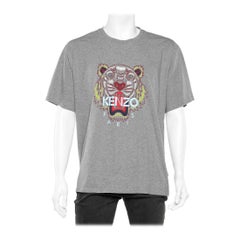Kenzo Grey Tiger Printed Cotton Crewneck T-Shirt 3XL