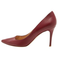 Gianvito Rossi Burgundy Leather Pointed Toe Pumps Size 40