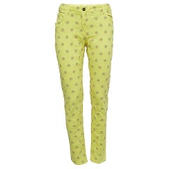 Etro Jean en sergé de coton jaune brodé taille M 30"