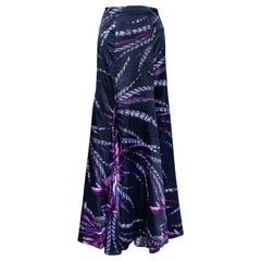 Just Cavalli Maxifalda acampanada de satén estampado morado M